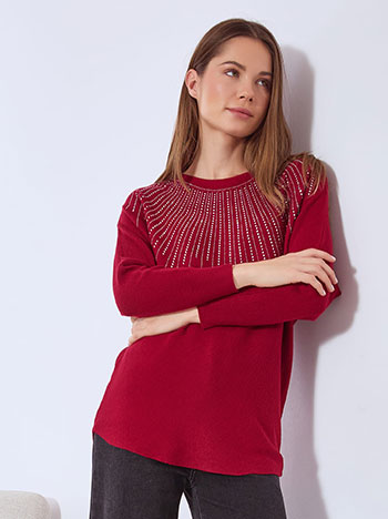 Πουλόβερ με strass λεπτομέρειες WT1430.4046+6