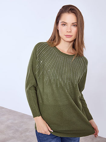 Πουλόβερ με strass λεπτομέρειες WT1430.4046+7