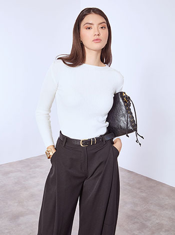 Πουλόβερ ριπ με πέρλες στους ώμους WT1430.4063+3