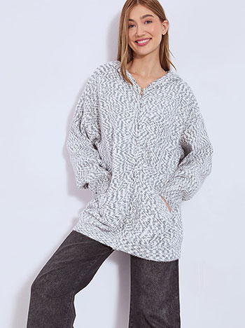 Ζακέτα μελανζέ με κουκούλα WT1430.5038+3