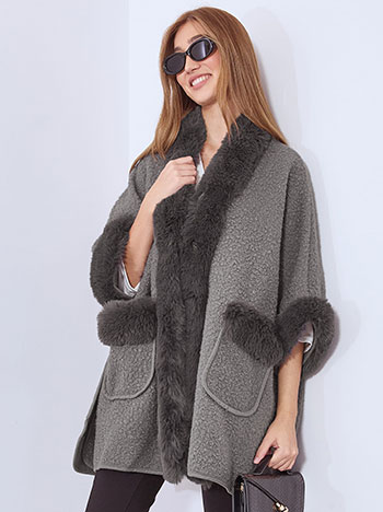 Celestino Παλτό μπουκλέ με λεπτομέρειες γούνας WT1430.7887+2