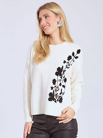 Πουλόβερ με κεντητά λουλούδια WT1556.4095+3