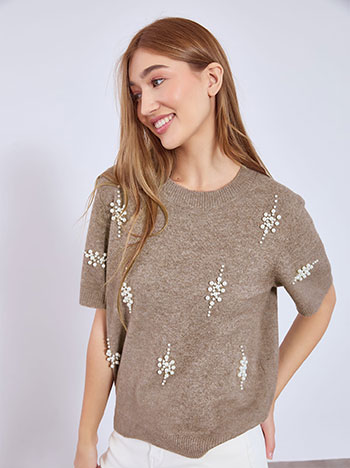 Πουλόβερ με λεπτομέρειες απο πέρλες WT1556.4102+4