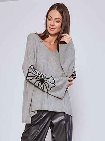 Πουλόβερ με ανάγλυφα λουλούδια WT1556.4299+2