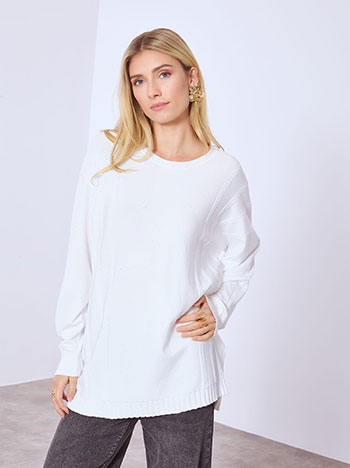 Πουλόβερ μακρύ με ανάγλυφα σχέδια WT1556.4317+3