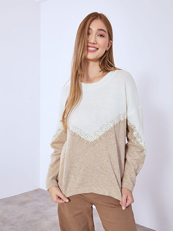 Πουλόβερ δίχρωμο με παγιέτες WT1556.4632+4