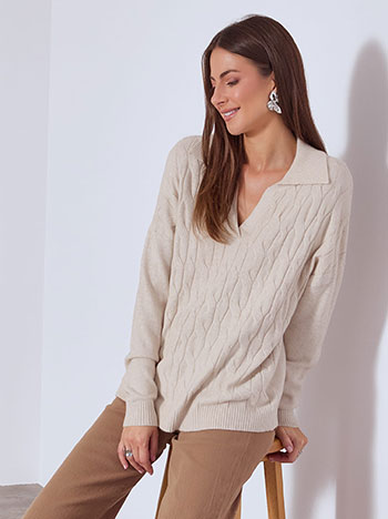 Πουλόβερ μονόχρωμο με γιακά WT1556.4899+8