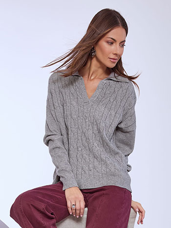 Πουλόβερ μονόχρωμο με γιακά WT1556.4899+2