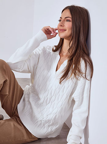 Πουλόβερ μονόχρωμο με γιακά WT1556.4899+5