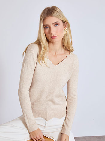 Πουλόβερ με κυματιστή V λαιμόκοψη WT1738.4008+8