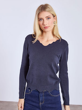 Πουλόβερ με κυματιστή V λαιμόκοψη WT1738.4008+6
