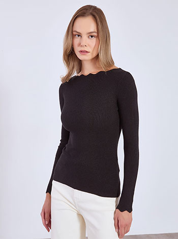 Πουλόβερ με κυματιστή λαιμόκοψη WT1738.4011+3