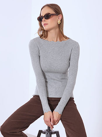 Πουλόβερ με κυματιστή λαιμόκοψη WT1738.4011+8