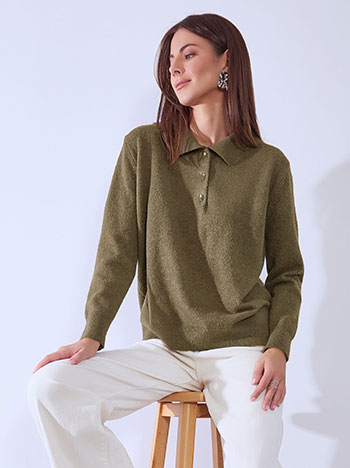 Πουλόβερ με γιακά και κουμπιά WT1738.4090+8