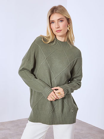 Πουλόβερ με ανάγλυφους ρόμβους WT1738.4173+6