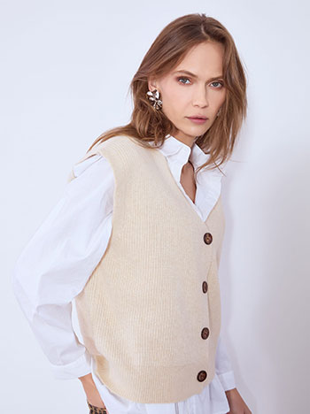 Γιλέκο πλεκτό μονόχρωμο WT1755.5771+7