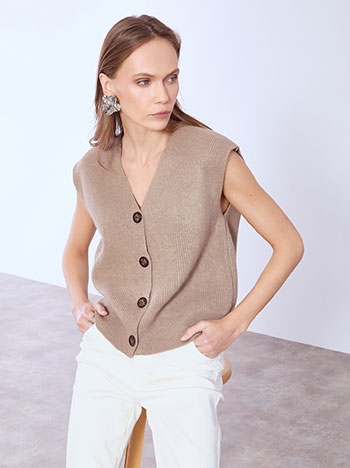 Γιλέκο πλεκτό μονόχρωμο WT1755.5771+8