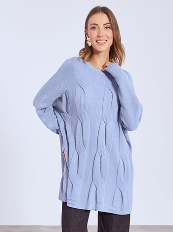 Πουλόβερ μακρύ με ανάγλυφα σχέδια WT1794.4128+9