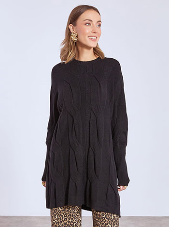 Πουλόβερ μακρύ με ανάγλυφα σχέδια WT1794.4128+1