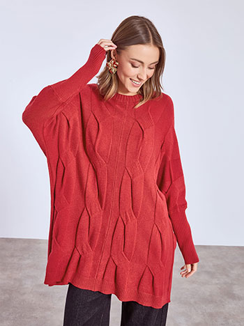 Πουλόβερ μακρύ με ανάγλυφα σχέδια WT1794.4128+5