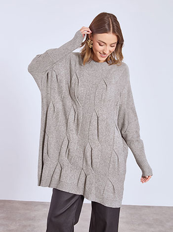 Πουλόβερ μακρύ με ανάγλυφα σχέδια WT1794.4128+2