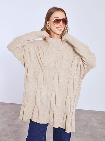 Πουλόβερ μακρύ με ανάγλυφα σχέδια WT1794.4128+4