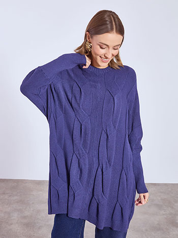 Πουλόβερ μακρύ με ανάγλυφα σχέδια WT1794.4128+8