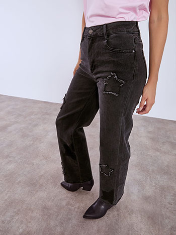 Celestino Τζιν wide leg με αστέρια WT1796.1032+1