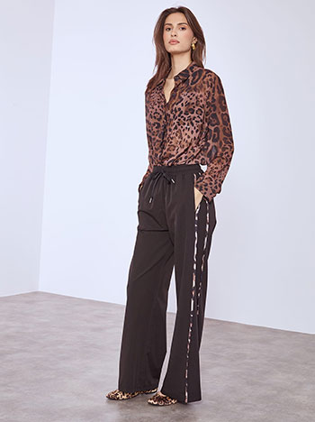 Παντελόνα με ρίγες animal print WT453.1322+1