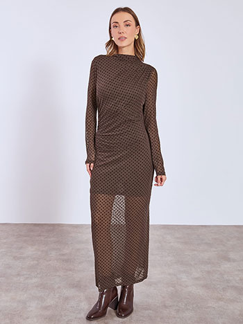 Celestino Φόρεμα πουά ημιδιάφανο με σούρες WT453.8961+1