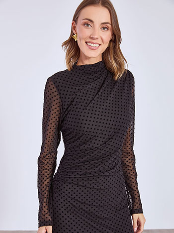 Φόρεμα πουά ημιδιάφανο με σούρες WT453.8961+2 φωτογραφία