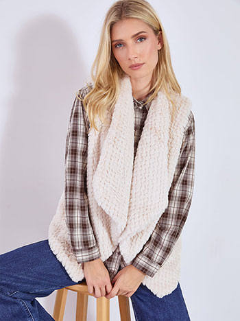 Γιλέκο ασύμμετρο με γούνα WT673.5715+2