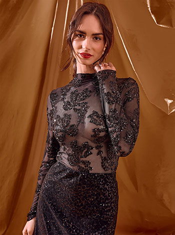 Μπλούζα με φιόγκους απο παγιέτες WT7565.4402+1