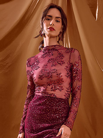 Μπλούζα με φιόγκους απο παγιέτες WT7565.4402+3