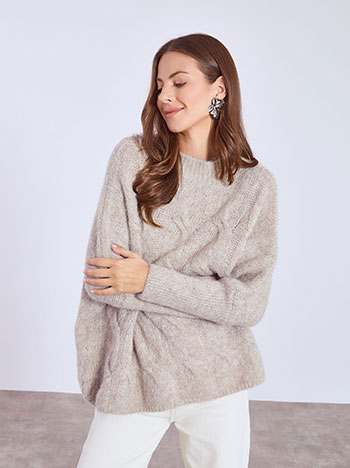 Πουλόβερ χνουδωτό με ανάγλυφα σχέδια WT7566.4031+2