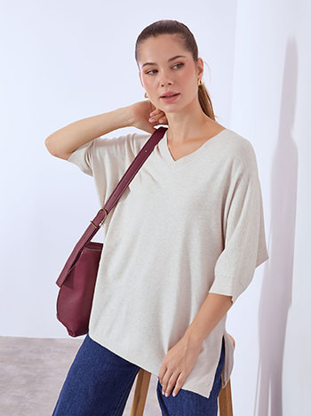 Πουλόβερ μακρύ με V λαιμόκοψη WT7568.4218+7