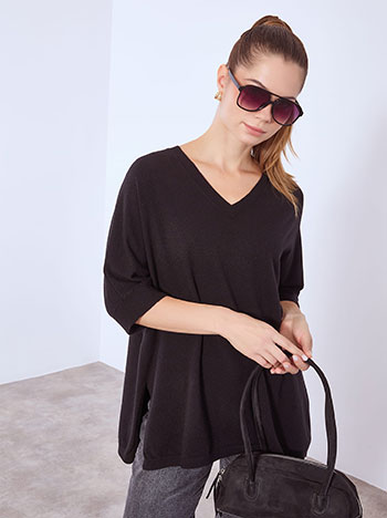 Πουλόβερ μακρύ με V λαιμόκοψη WT7568.4218+1