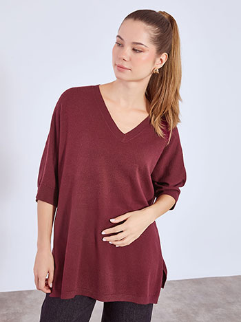 Πουλόβερ μακρύ με V λαιμόκοψη WT7568.4218+4