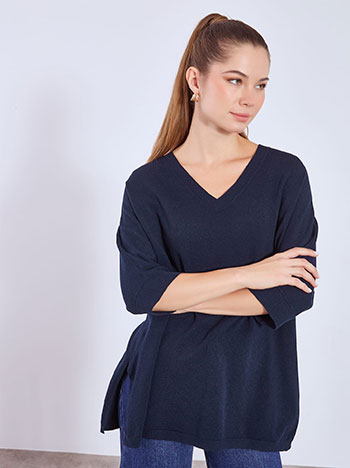 Πουλόβερ μακρύ με V λαιμόκοψη WT7568.4218+5