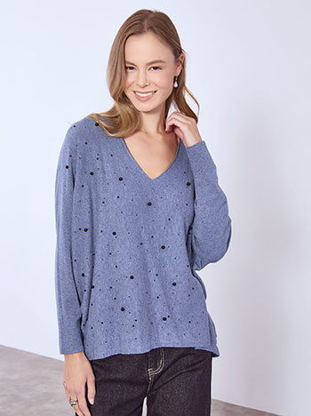 Πουλόβερ με strass και πέρλες WT7568.4316+6