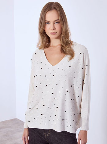 Πουλόβερ με strass και πέρλες WT7568.4316+5