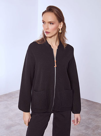 Ζακέτα μονόχρωμη με τσέπες WT7568.5087+1