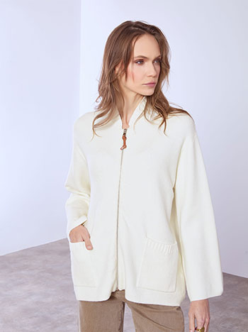 Ζακέτα μονόχρωμη με τσέπες WT7568.5087+3