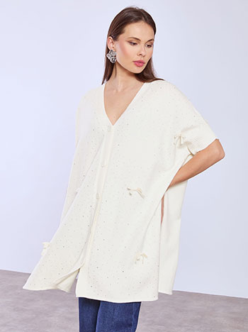 Ζακέτα μακριά με strass και φιόγκους WT7568.5089+3