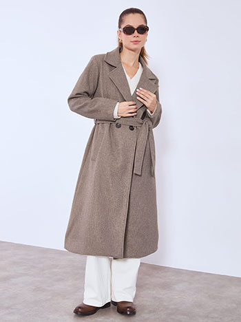 Παλτό μακρύ με αποσπώμενη ζώνη WT7569.7107+2 φωτογραφία