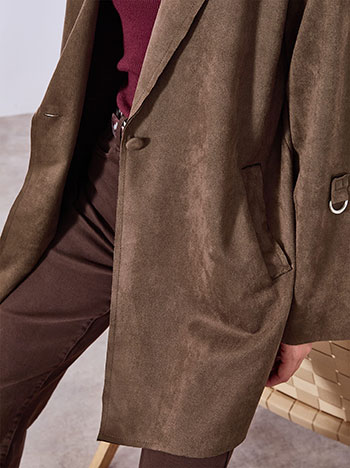 Παλτό μακρύ με σουέντ όψη WT7569.7210+2 φωτογραφία