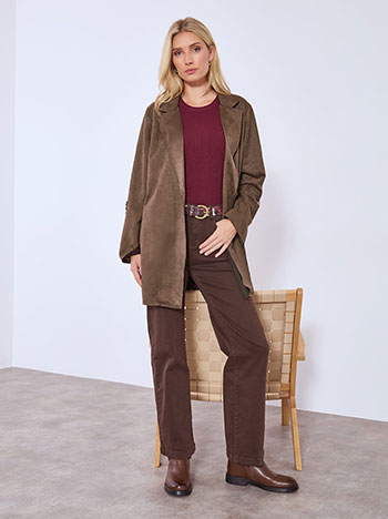 Παλτό μακρύ με σουέντ όψη WT7569.7210+2 φωτογραφία