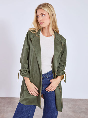 Παλτό μακρύ με σουέντ όψη WT7569.7210+3