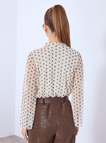 Μπλούζα πουά με διαφάνεια WT7570.4078+2 φωτογραφία