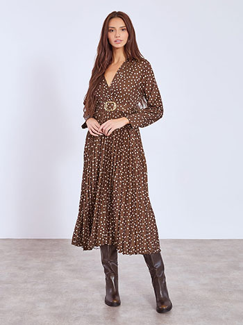 Φόρεμα πουά με πλισέ κάτω μέρος WT7570.8232+2